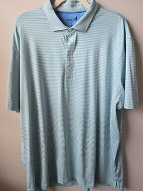 johnnie-O Light Blue Thin-Striped Polo